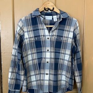 Alfred Dunner Navy and Cream Plaid Shirt